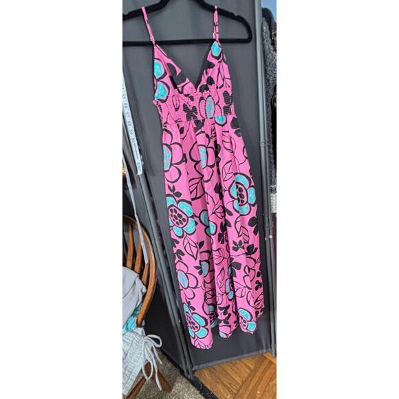 NWT ZARA PRINTED POPLIN DRESS VOLUMINOUS FUCHSIA PINK XS PTP 11”-13” - Picture 2 of 5